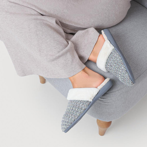 Jones Bootmaker Women's Frenchie Fur Mule Slippers - Grey