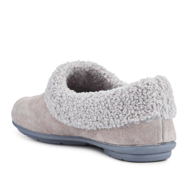 Jones Bootmaker Women's Frostie Suede Leather Full Slippers - Grey