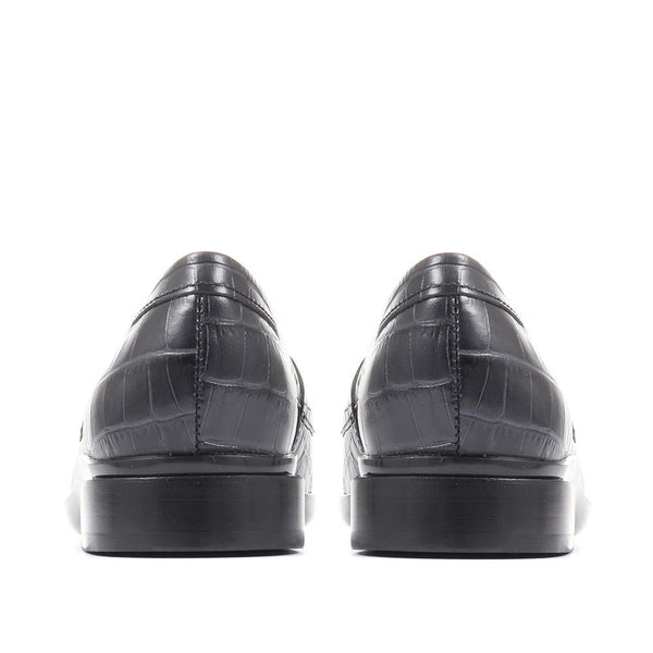 Jones Bootmaker Women's Gessa Leather Penny Loafers - Black Croc