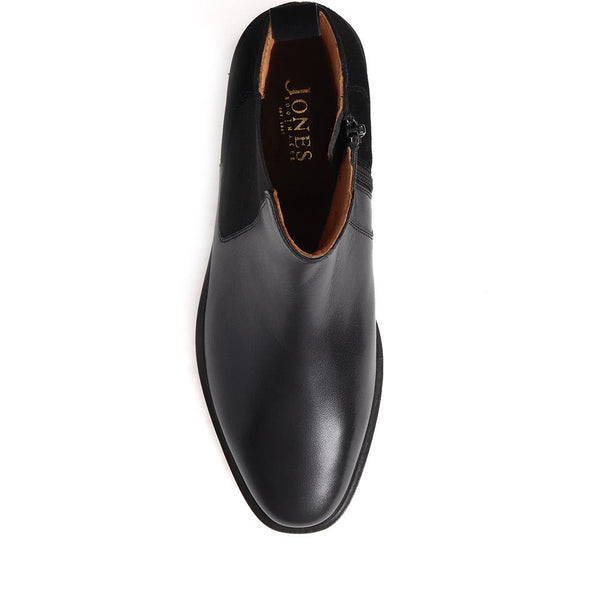 Jones Bootmaker Women's Gessica Leather Chelsea Boots - Black-Black Suede