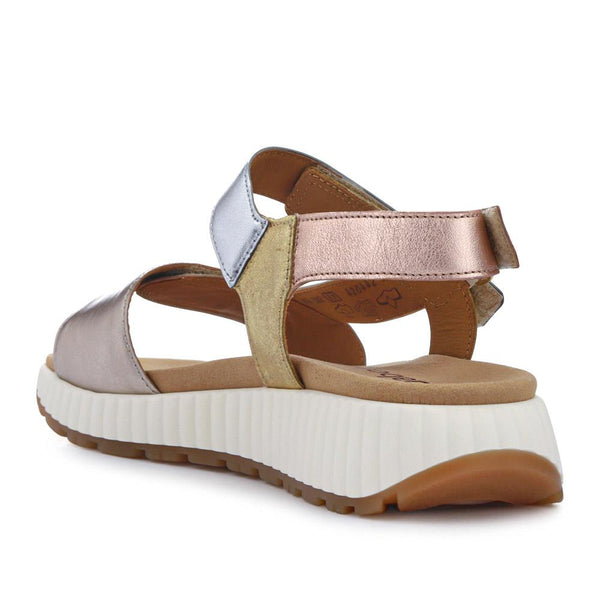 Jones Bootmaker Women's Gifted Gabor Leather Touch-Fasten Sandals - Metallic