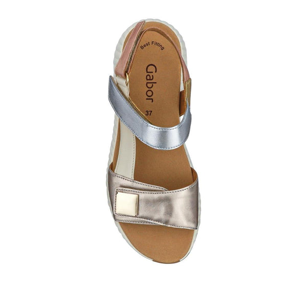Jones Bootmaker Women's Gifted Gabor Leather Touch-Fasten Sandals - Metallic