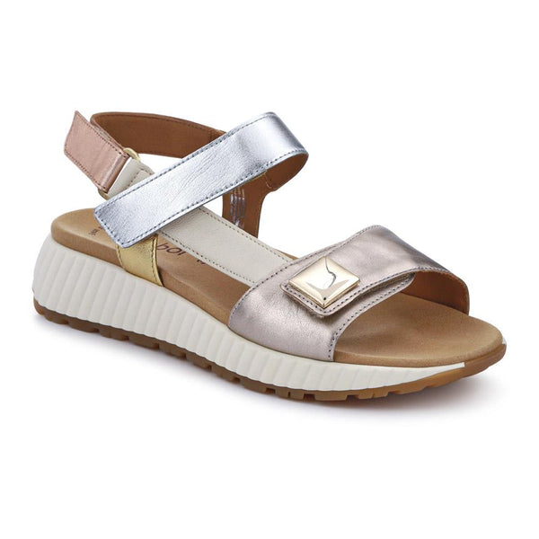 jones bootmaker Women's Gifted Gabor Leather Touch-Fasten Sandals - Metallic