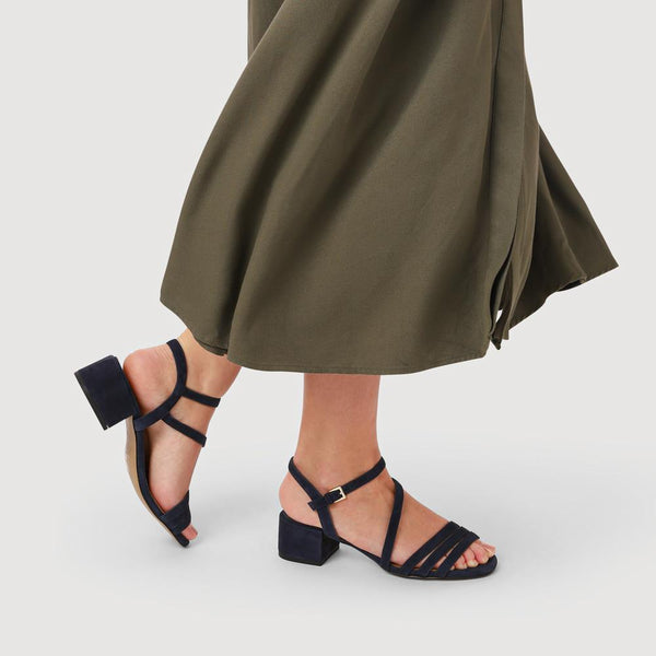 Jones Bootmaker Women's Ginette Wide-Fit Leather Sandals - Navy Suede