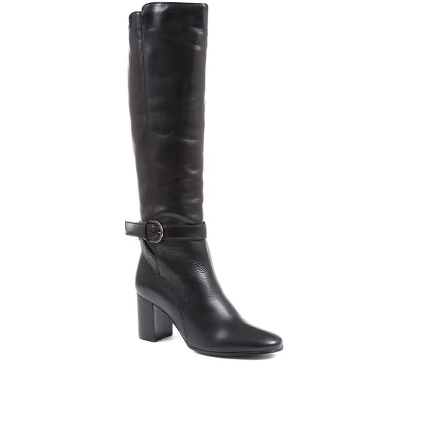 jones bootmaker Women's Giovana Leather Knee-High Boots - Black