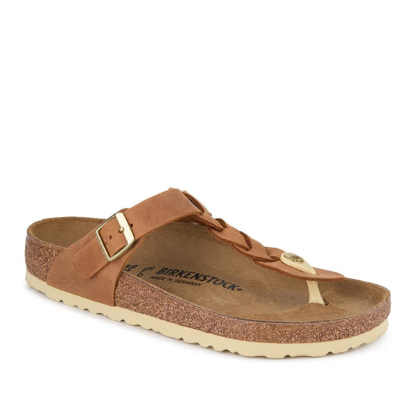 jones bootmaker Women's Gizeh Braided Soft Footbed Sandals - Cognac