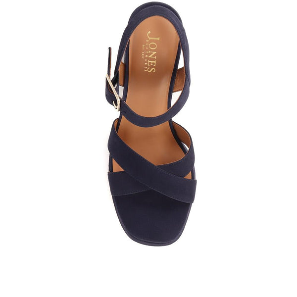 Jones Bootmaker Women's Gladiola2 Leather Platform Sandals - Navy