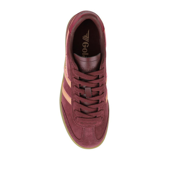 Jones Bootmaker Women's Gola Leather Lace-Up Trainers - Burgundy