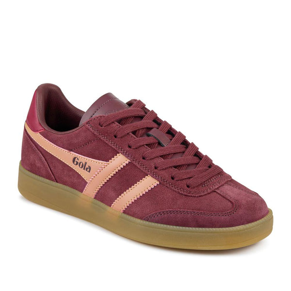 jones bootmaker Women's Gola Leather Lace-Up Trainers - Burgundy