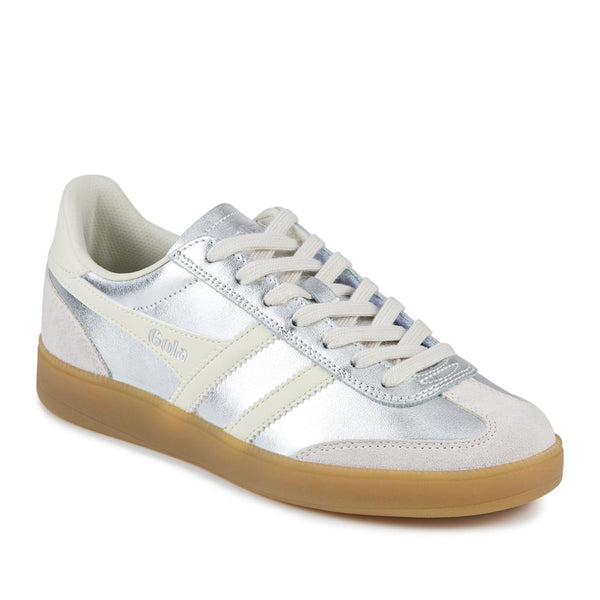 jones bootmaker Women's Gola Leather Lace-Up Trainers - Silver
