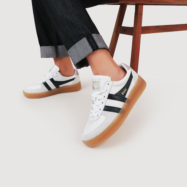 Jones Bootmaker Women's Grandslam Elite Leather Trainers - White-Black