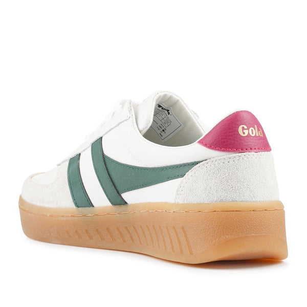 Jones Bootmaker Women's Grandslam Elite Leather Trainers - White-Emerald