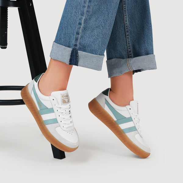 Jones Bootmaker Women's Grandslam Elite Leather Trainers - White-Green