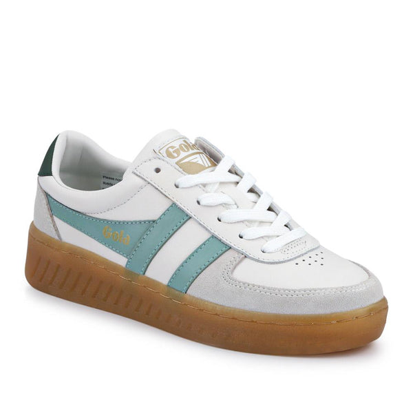 jones bootmaker Women's Grandslam Elite Leather Trainers - White-Green