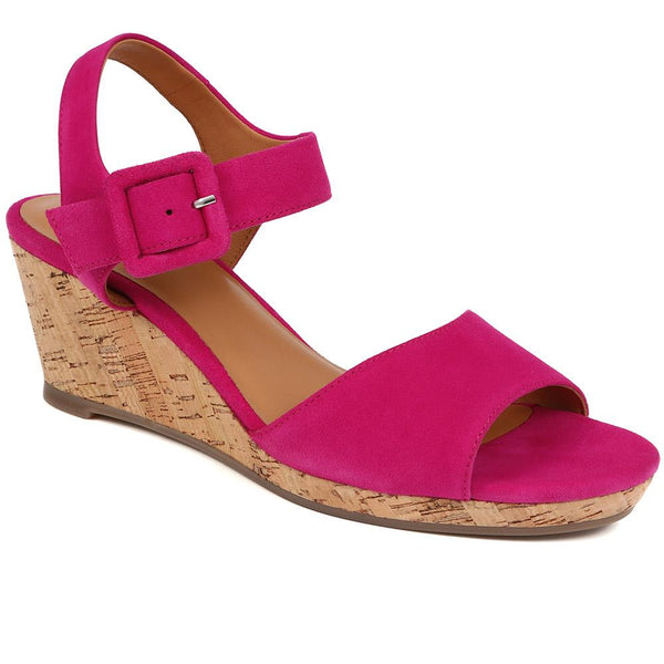 jones bootmaker Women's Grazina Leather Wedges - Hot Pink