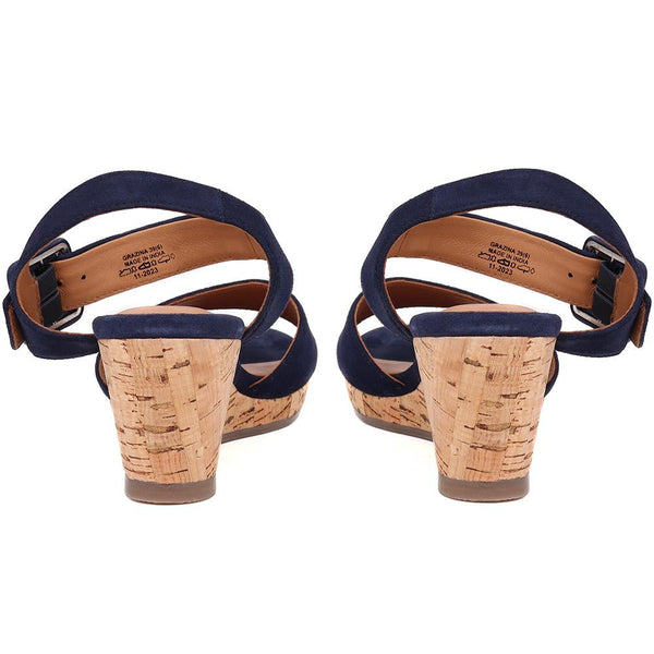 Jones Bootmaker Women's Grazina Leather Wedges - Navy