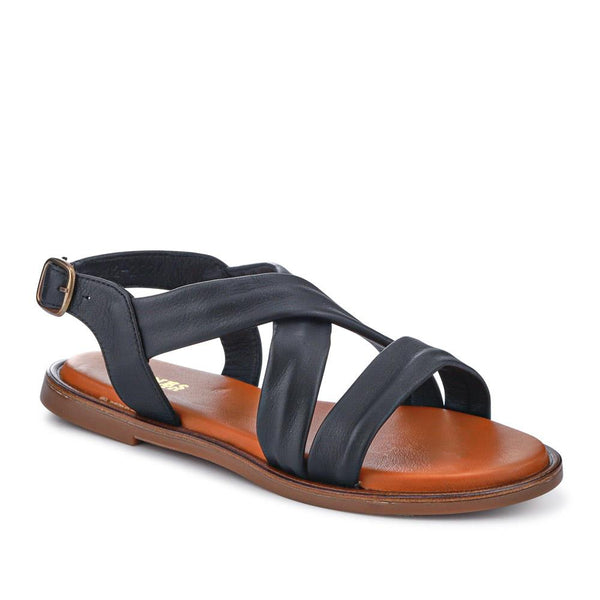 jones bootmaker Women's Haliwide Leather Wide-Fitting Sandals - Black