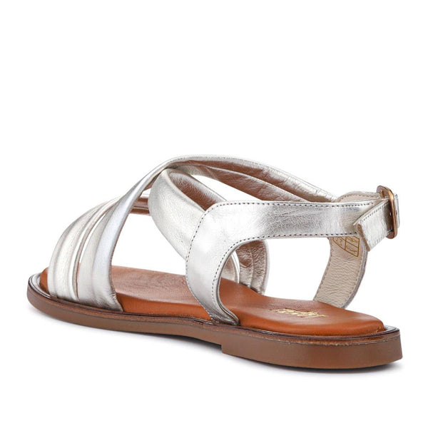 Jones Bootmaker Women's Haliwide Leather Wide-Fitting Sandals - Silver