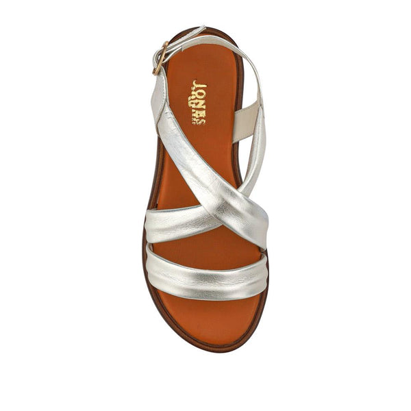 Jones Bootmaker Women's Haliwide Leather Wide-Fitting Sandals - Silver