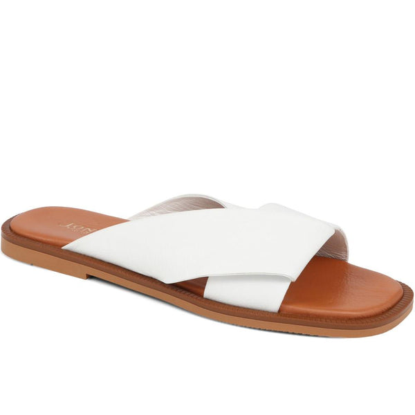 jones bootmaker Women's Hazelle Flat Mule Sandals - White