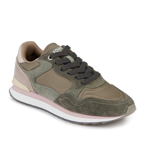 jones bootmaker Women's Hoff Leather Cushioned Trainers - Green