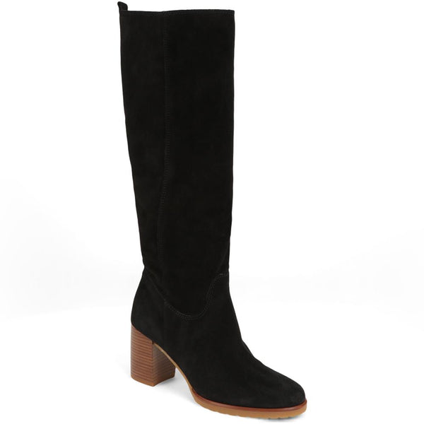 jones bootmaker Women's Iona Slouch Suede Knee Boots - Black Suede