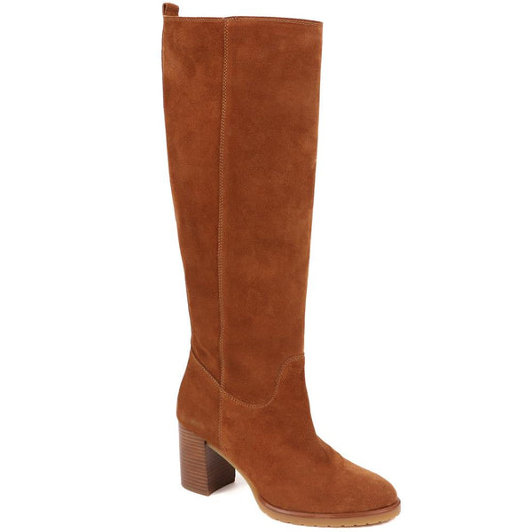 jones bootmaker Women's Iona Slouch Suede Knee Boots - Cognac