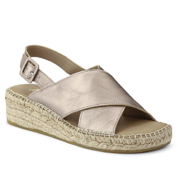 jones bootmaker Women's Jessa Leather Sandals - Metallic Beige