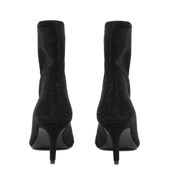 Jones Bootmaker Women's Jewelled Leather Heeled Boots - Black