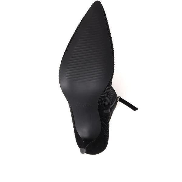 Jones Bootmaker Women's Jewelled Leather Heeled Boots - Black
