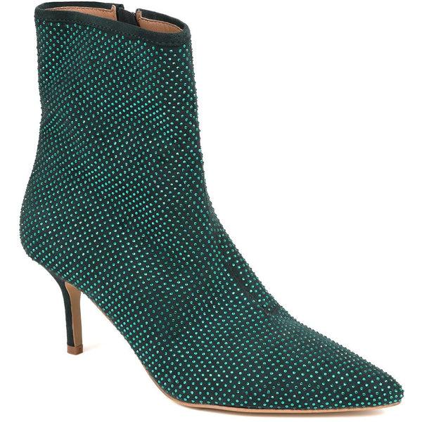 jones bootmaker Women's Jewelled Leather Heeled Boots - Green