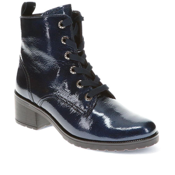 jones bootmaker Women's Joylon Block Heel Lace-Up Boots - Navy
