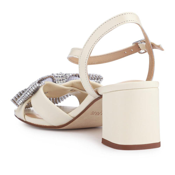 Jones Bootmaker Women's Juliana Smart Buckled Leather Sandals - Cream