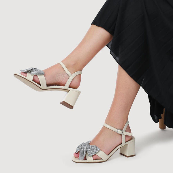 Jones Bootmaker Women's Juliana Smart Buckled Leather Sandals - Cream