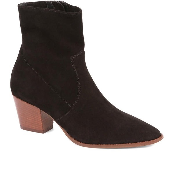 jones bootmaker Women's Kallie Suede Heeled Ankle Boots - Black