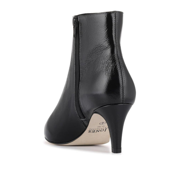 Jones Bootmaker Women's Kamryn Leather Stiletto-Heeled Ankle Boots - Black Patent