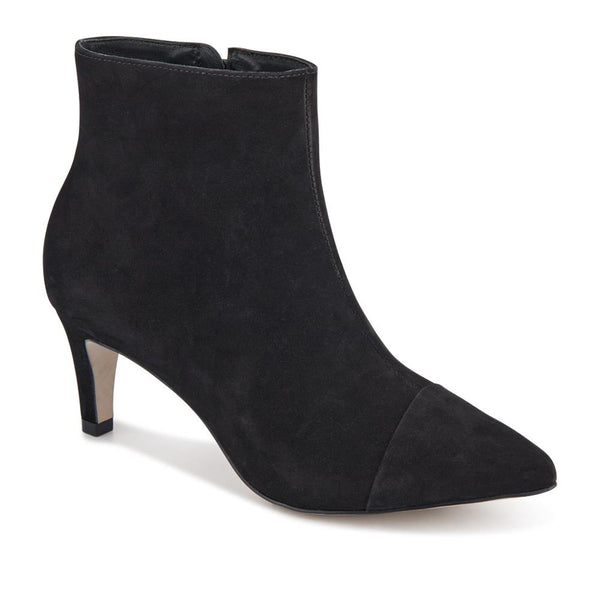 jones bootmaker Women's Kamryn Leather Stiletto-Heeled Ankle Boots - Black Nubuck