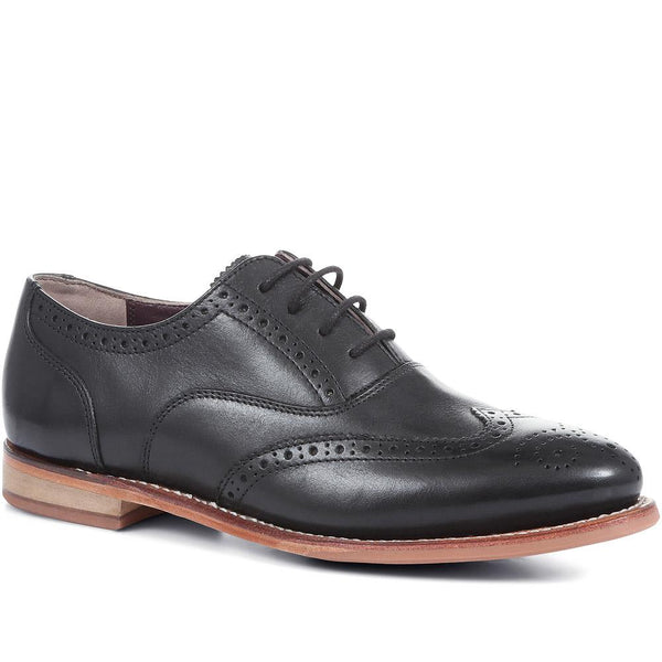 jones bootmaker Women's Kassandra Goodyear Welted Leather Brogues - Black