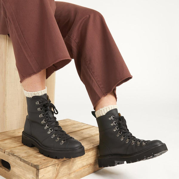 Jones Bootmaker Women's Katia Leather Hiker Boots - Black