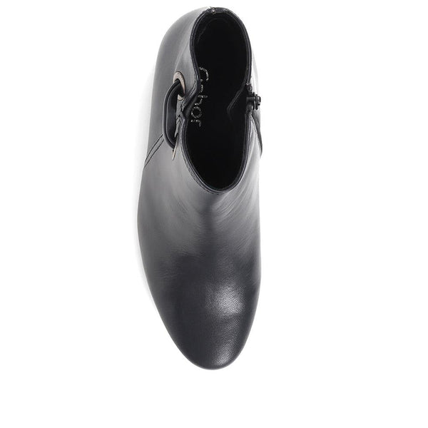 Jones Bootmaker Women's Keegan Heeled Leather Ankle Boots - Navy