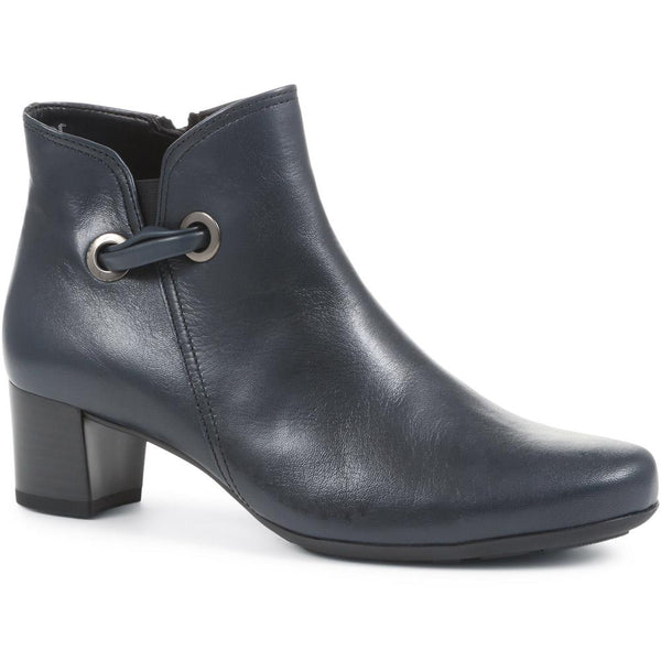 jones bootmaker Women's Keegan Heeled Leather Ankle Boots - Navy