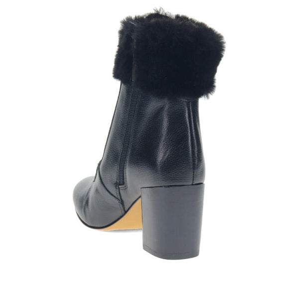 Jones Bootmaker Women's Kelsie Fur-Cuffed Ankle Boots - Black