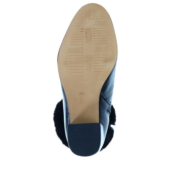 Jones Bootmaker Women's Kelsie Fur-Cuffed Ankle Boots - Black