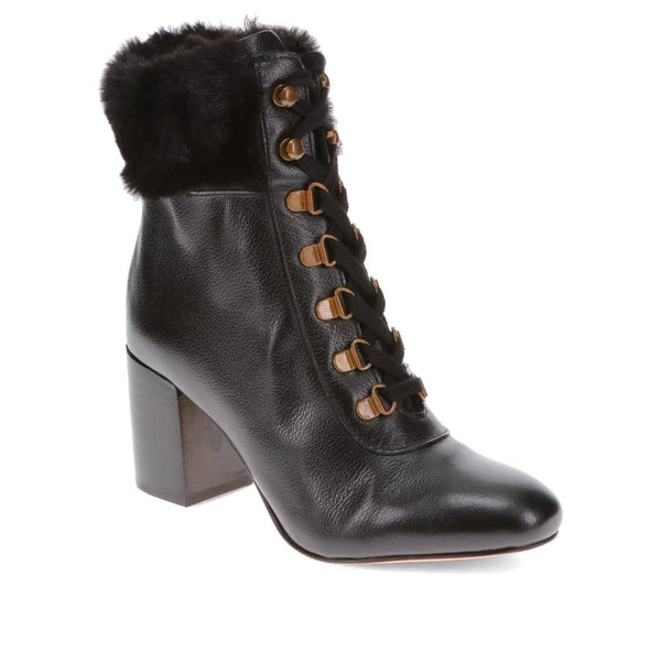 jones bootmaker Women's Kelsie Fur-Cuffed Ankle Boots - Black