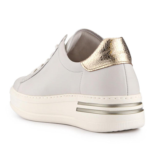 Jones Bootmaker Women's Keystone Gabor Leather Lace-Up Chunky Trainers - White Metallic
