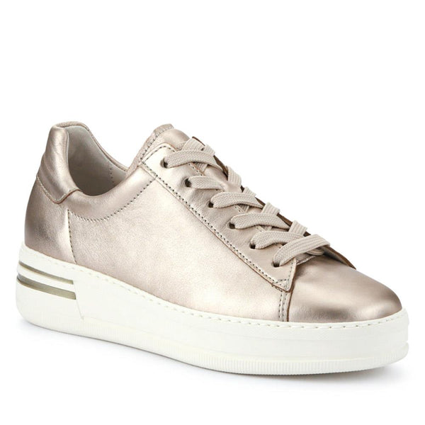 jones bootmaker Women's Keystone Gabor Leather Lace-Up Chunky Trainers - Metallic