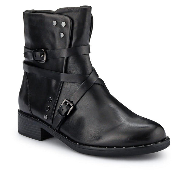 jones bootmaker Women's Kristin Leather Ankle Boots - Black Suede