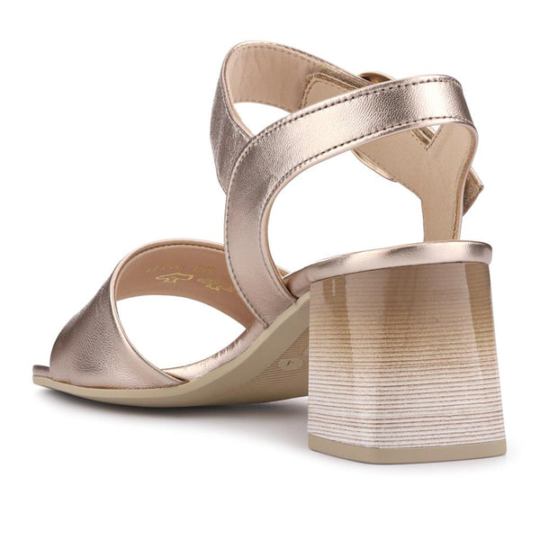 Jones Bootmaker Women's Kruger Smart Leather Block-Heeled Sandals - Metallic Beige
