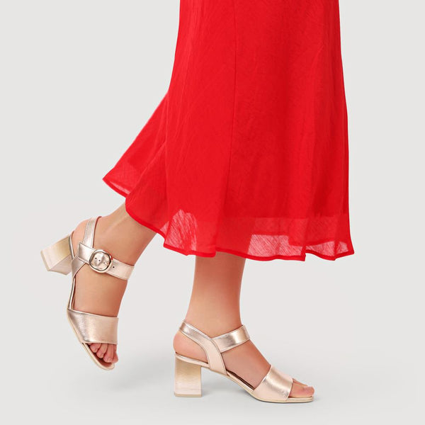 Jones Bootmaker Women's Kruger Smart Leather Block-Heeled Sandals - Metallic Beige