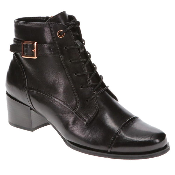 jones bootmaker Women's Kyndall Heeled Leather Boots - Black